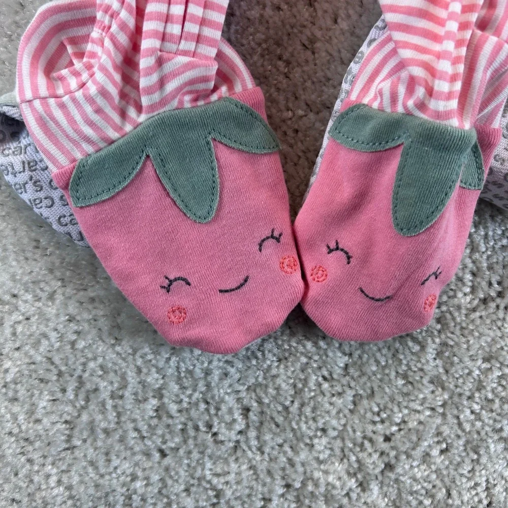 Carters Just One You Toddler Girls 3T Floral Strawberry Footed Pajamas 2 Pack
